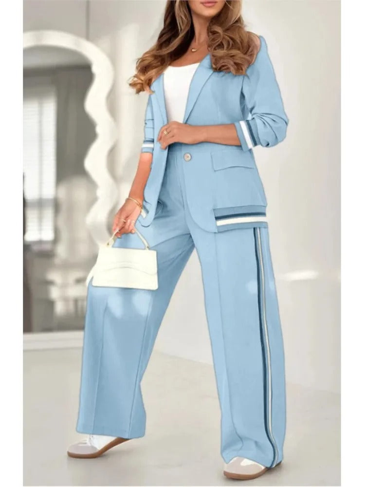 Edmee | Set met blazer en wijde broek met streepdetails voor dames
