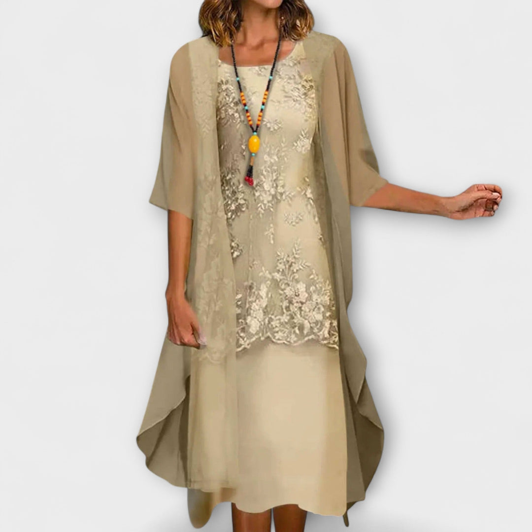 Danielle - Elegante tweedelige chiffon jurk