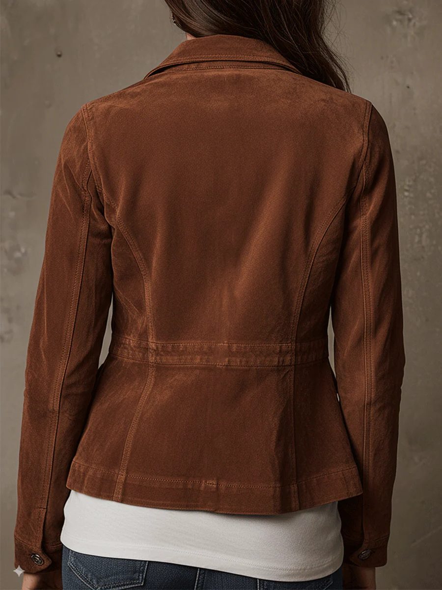 Marisol | Vintage suède utility jas met klepzakken voor dames