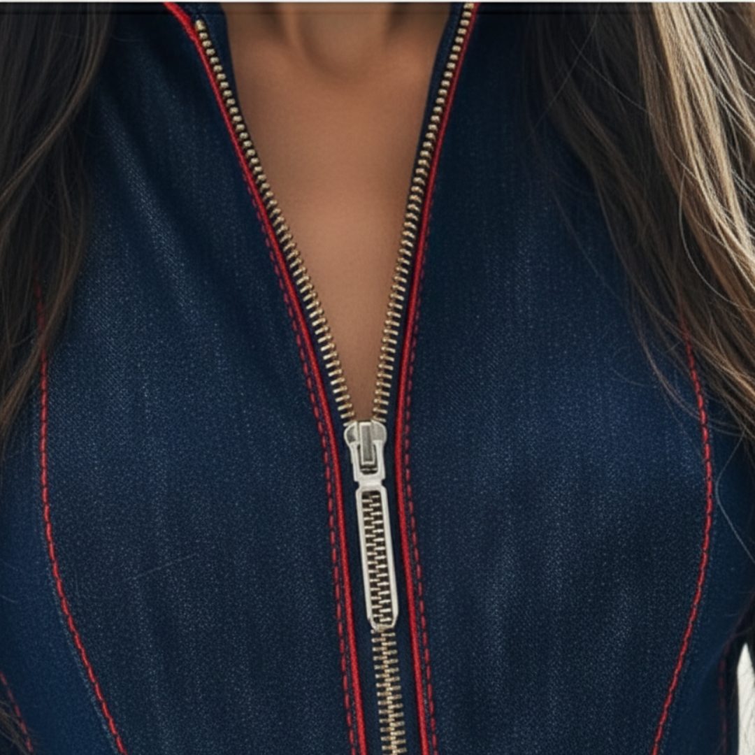 Marnie | Jeansjumpsuit met wijde pijpen en lange mouwen voor dames