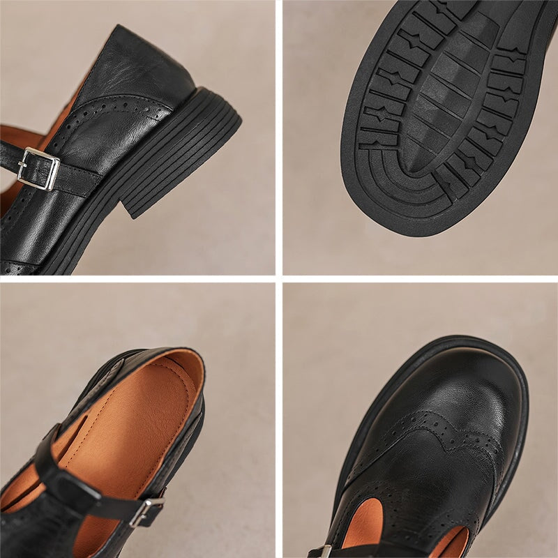 Clara – Schoenen met dubbele gesp en perforatiemotief