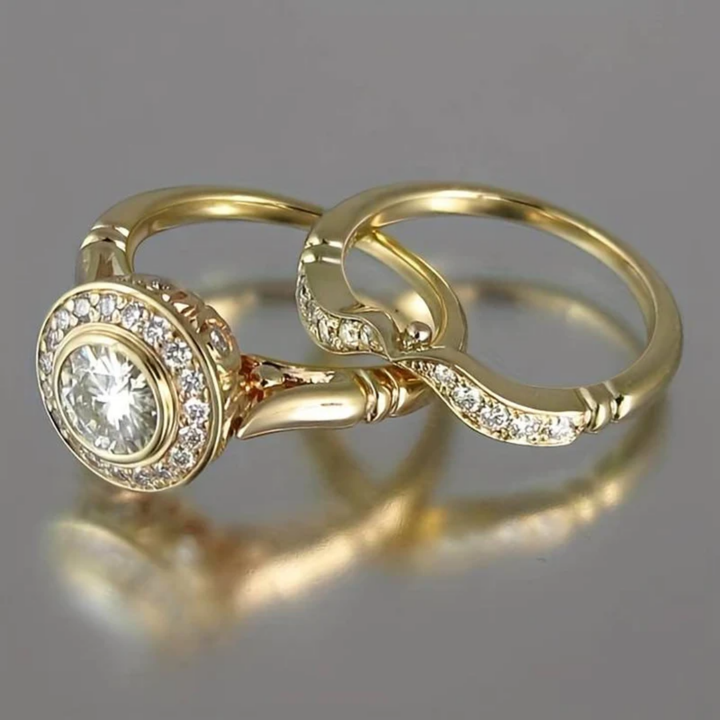 Vintage Ring Set van Goud en Zirkonia
