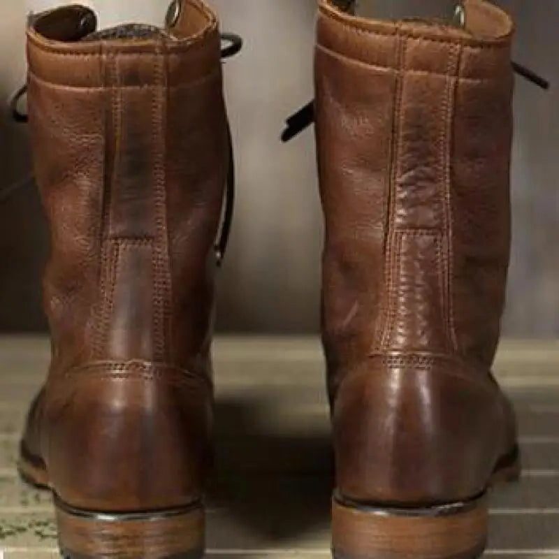 Nairobi | Leren veterbottines met omslagkraag voor dames