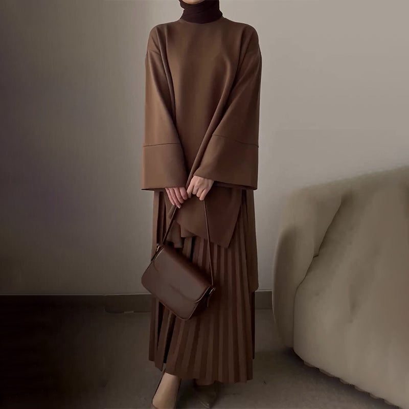 Nairobi | Oversized midiset met plissérok en klokmouwen voor dames