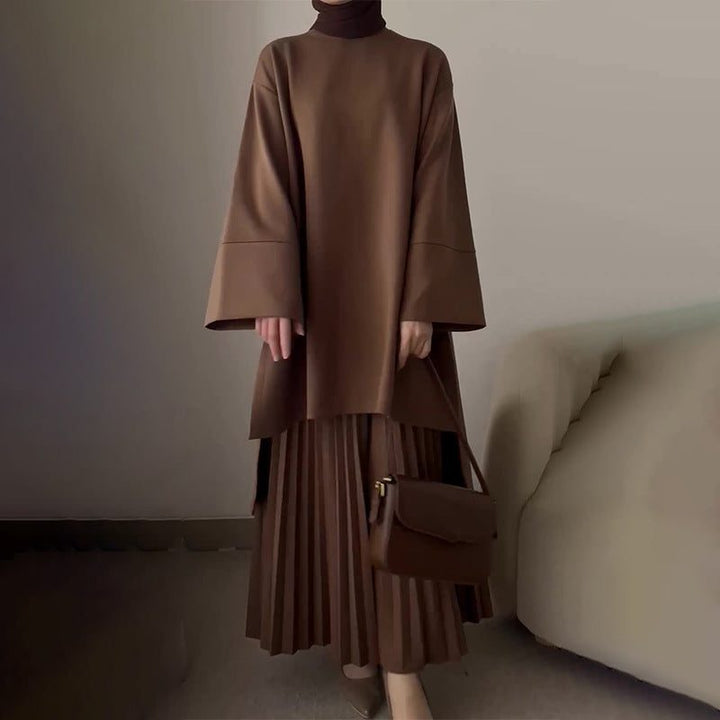 Nairobi | Oversized midiset met plissérok en klokmouwen voor dames