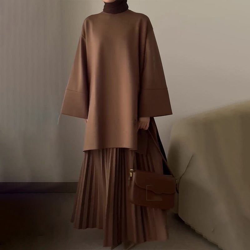 Nairobi | Oversized midiset met plissérok en klokmouwen voor dames