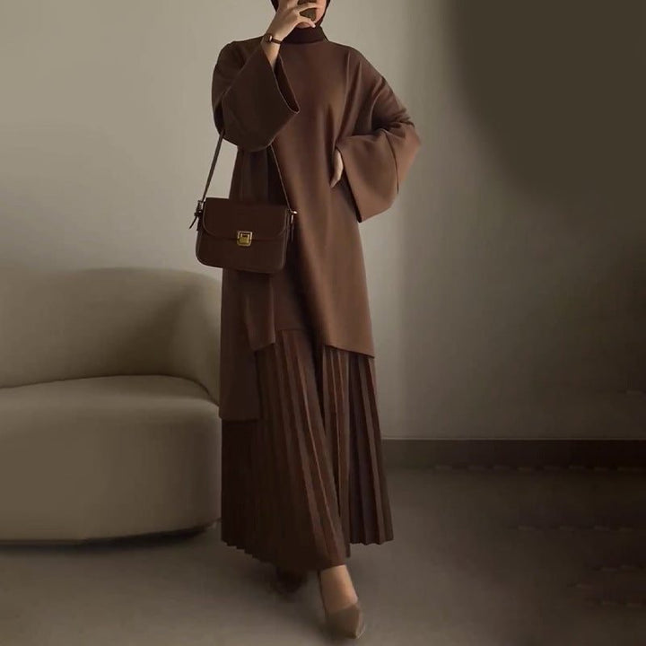 Nairobi | Oversized midiset met plissérok en klokmouwen voor dames