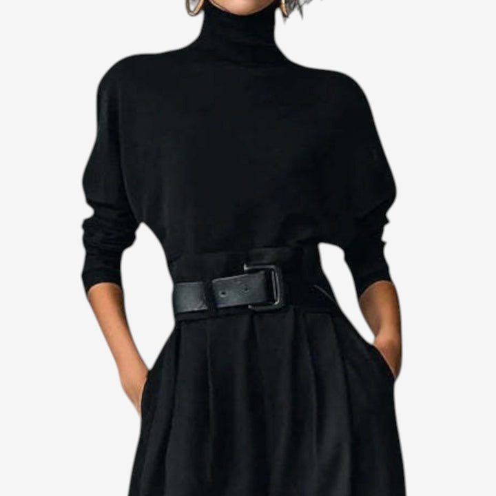 Oleander | Jumpsuit met wijde pijpen, col en riem voor dames