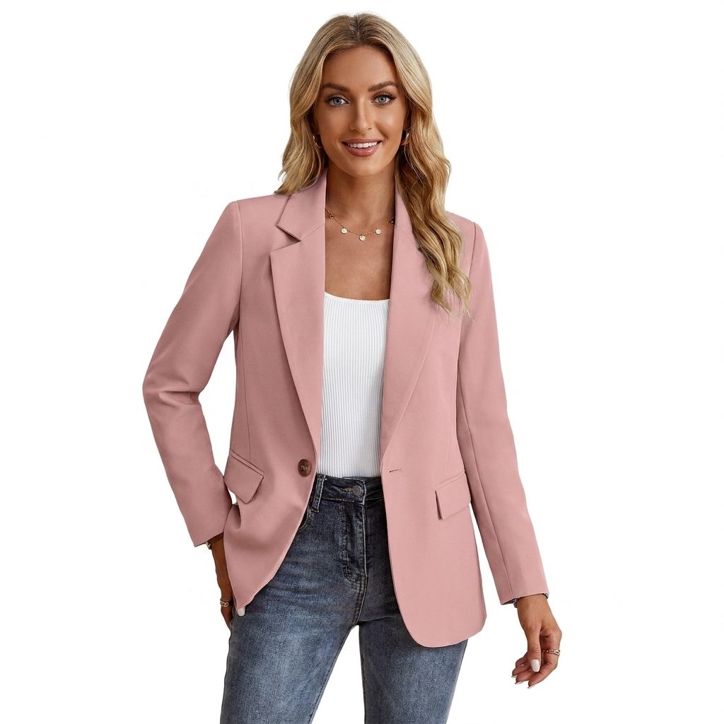 Oriane | Blazer met één rij knopen, reverskraag en gouden knoop voor dames