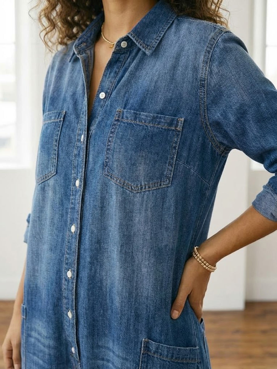 Mónica - Denim Katoenen Jumpsuit