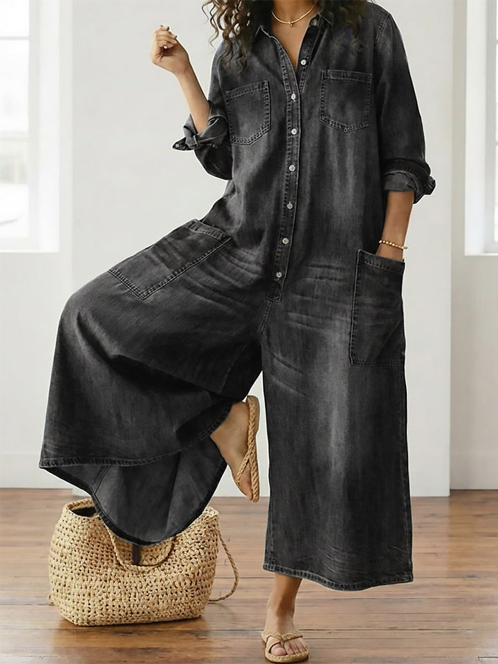 Mónica - Denim Katoenen Jumpsuit