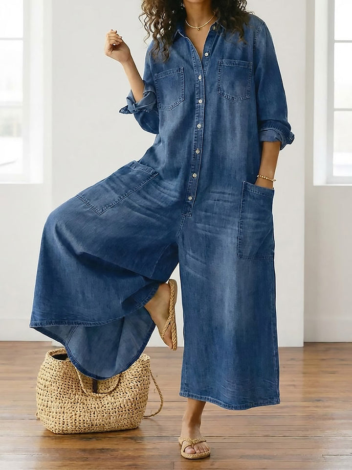 Mónica - Denim Katoenen Jumpsuit
