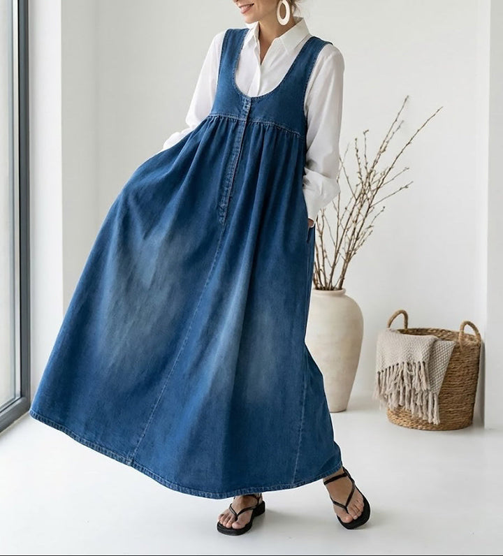 Iva - Vintage Denim Maxi Jurk