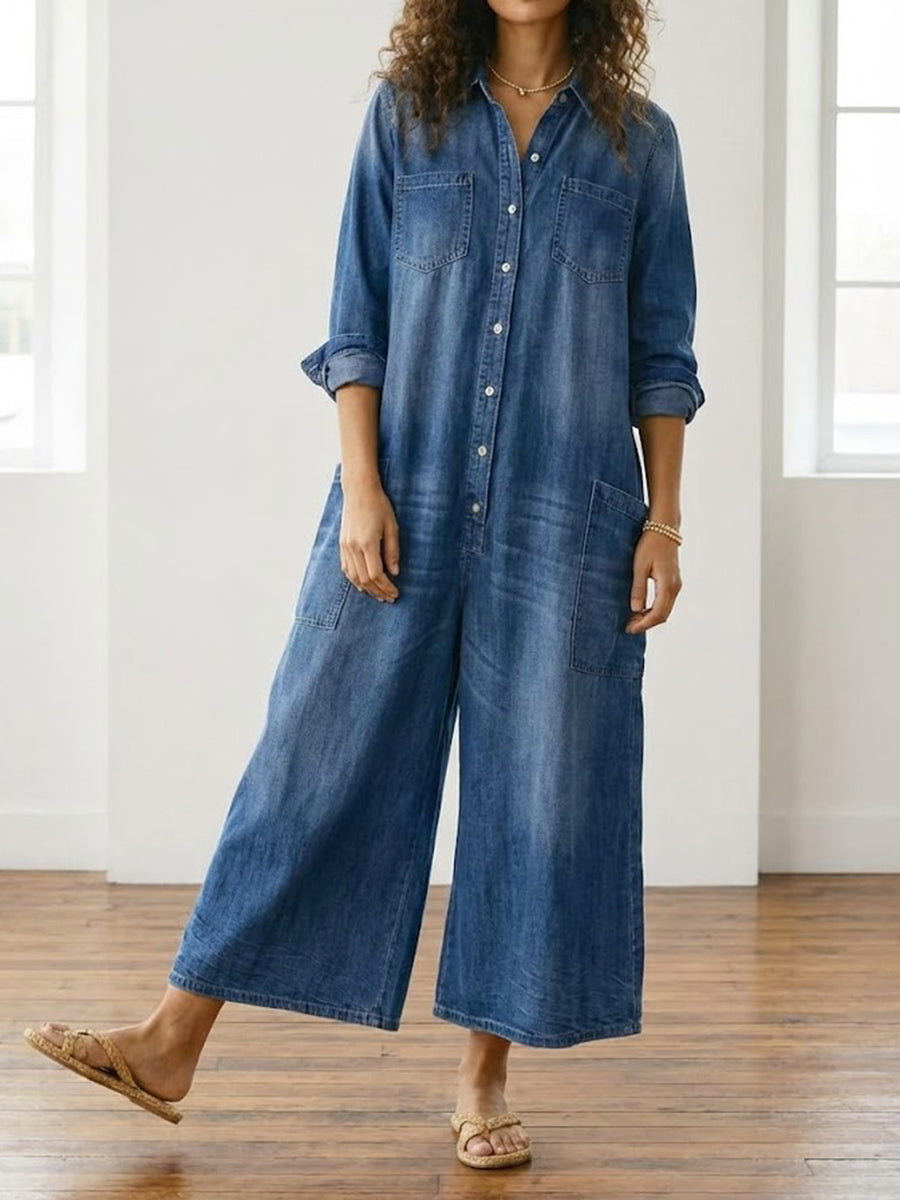 Mónica - Denim Katoenen Jumpsuit
