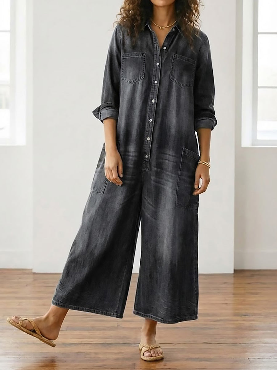 Mónica - Denim Katoenen Jumpsuit
