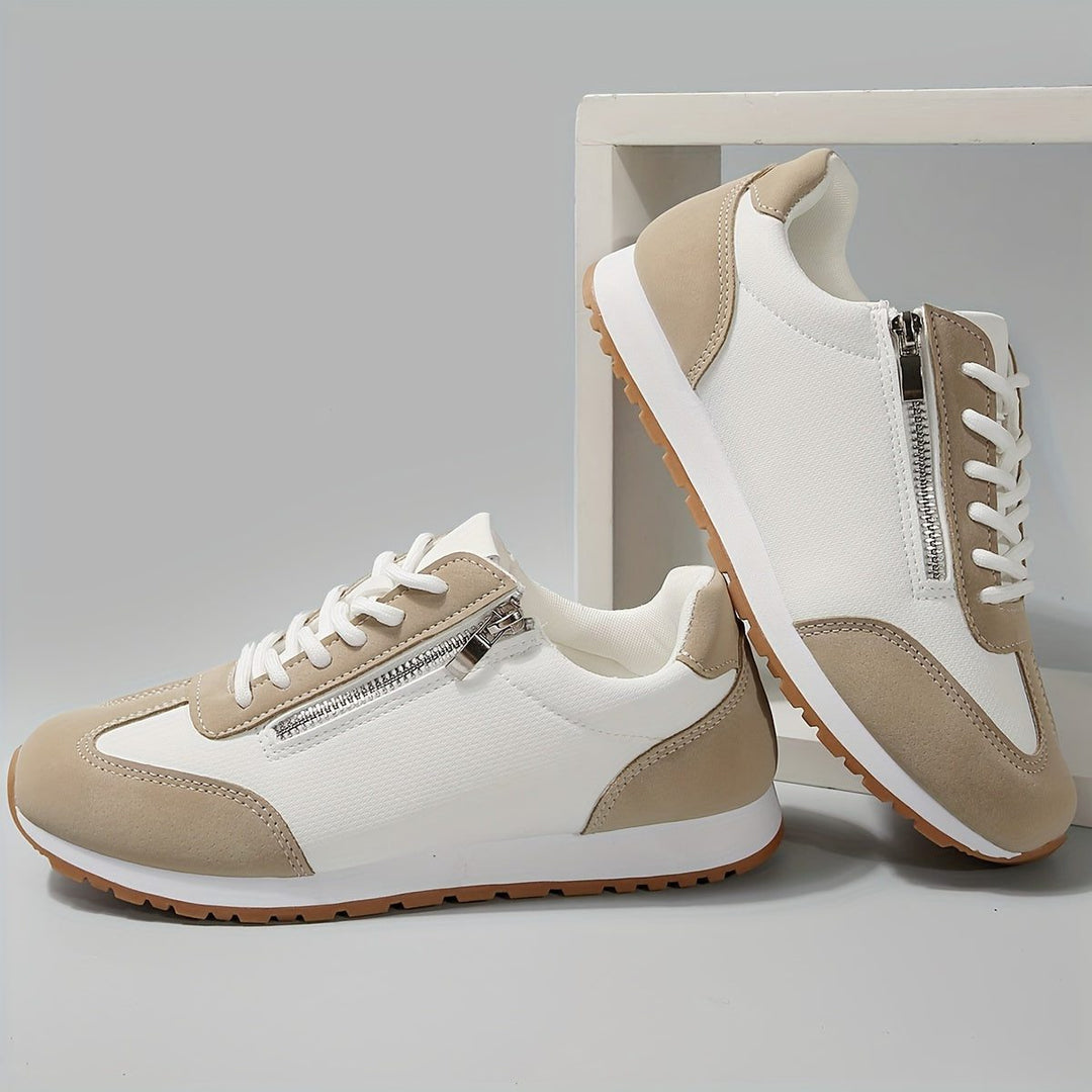 Padma | Tweekleurige retro plateausneakers met veters voor dames