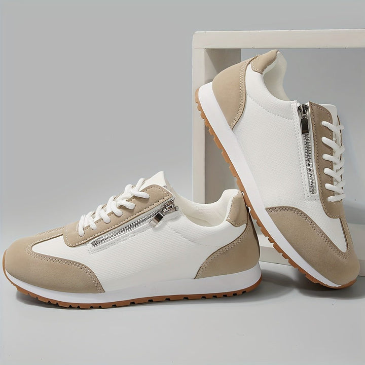 Padma | Tweekleurige retro plateausneakers met veters voor dames