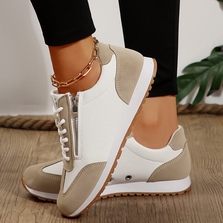 Padma | Tweekleurige retro plateausneakers met veters voor dames
