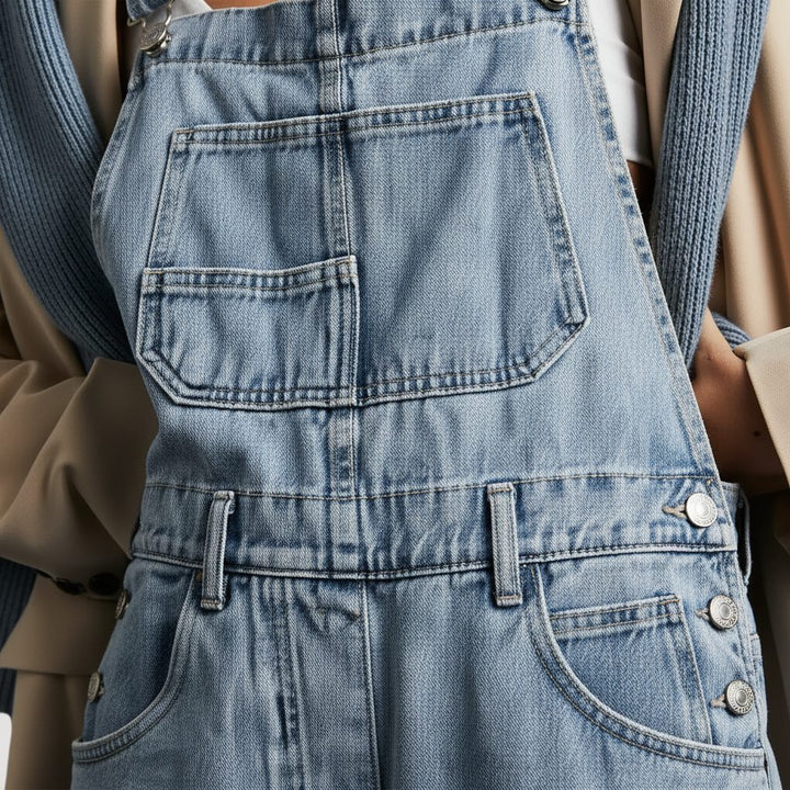 Posy | Losse jeanssalopette met wijde pijpen voor dames