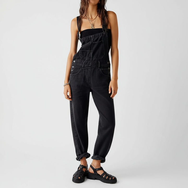 Posy | Losse jeanssalopette met wijde pijpen voor dames