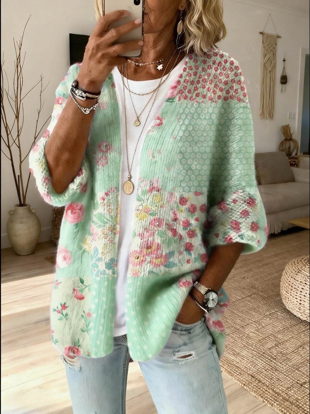 Qadira | Open patchwork-cardigan voor dames