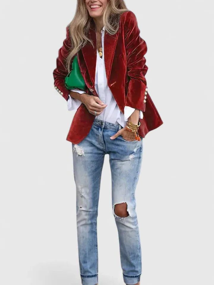 Romaine | Fluwelen blazer met reverskraag voor dames