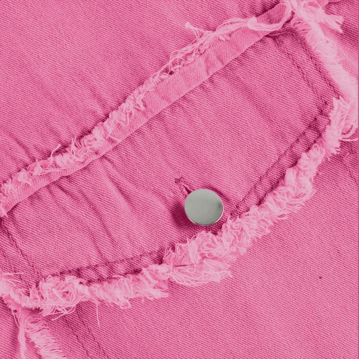Rozenn | Oversized jeans overshirt met used details voor dames