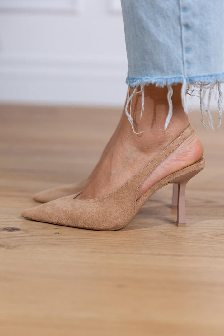 Marlena - Nude Slingback-Pumps met Fijne Hak