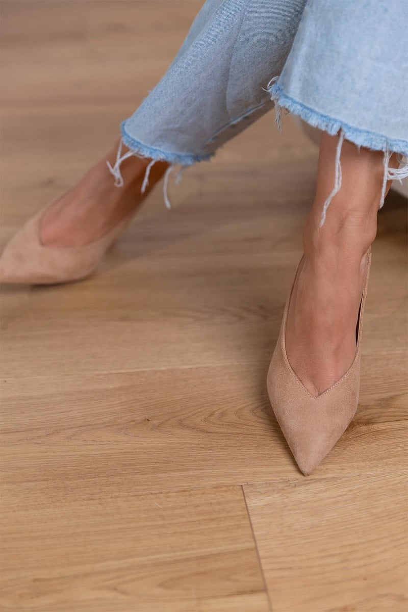 Marlena - Nude Slingback-Pumps met Fijne Hak