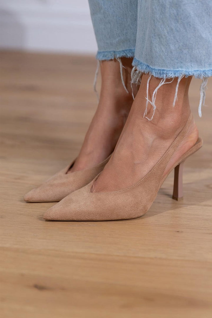 Marlena - Nude Slingback-Pumps met Fijne Hak