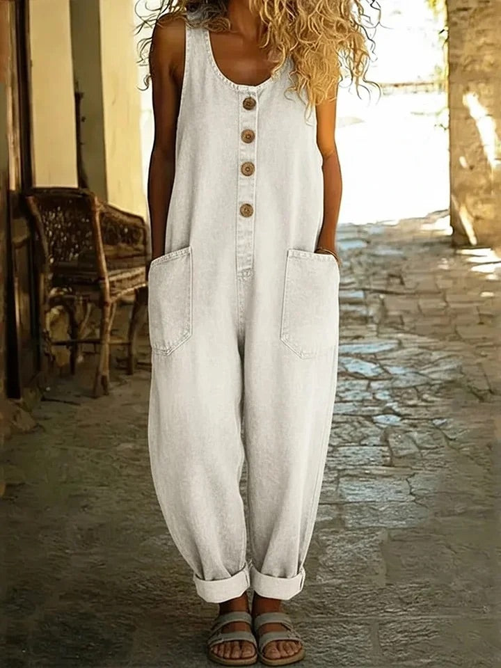 Graça - Vintage Gewassen Katoenen Denim Jumpsuit