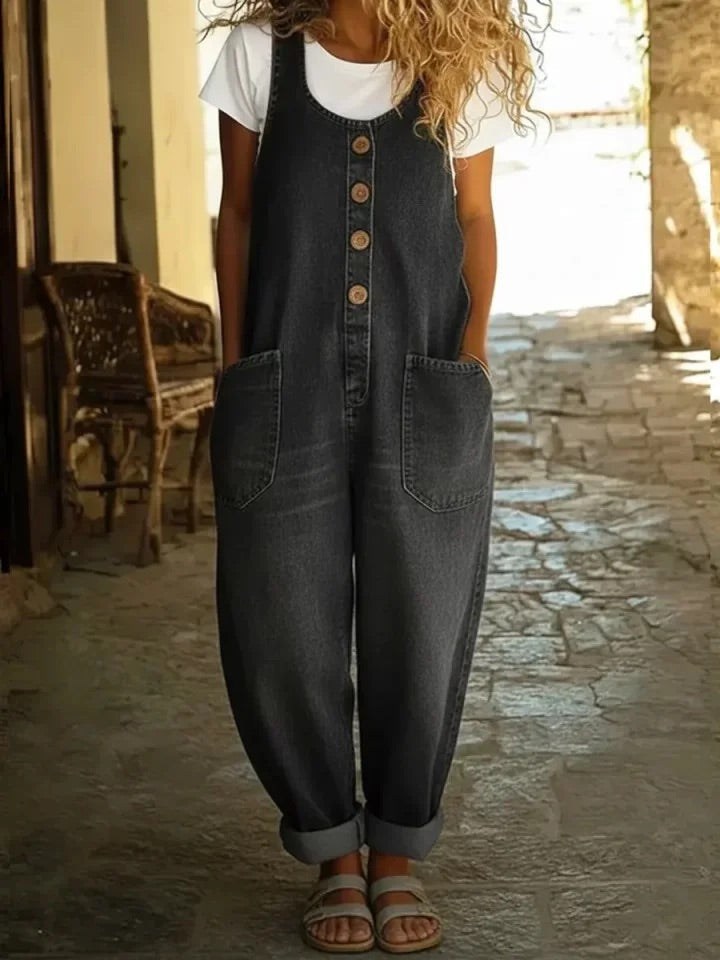 Graça - Vintage Gewassen Katoenen Denim Jumpsuit