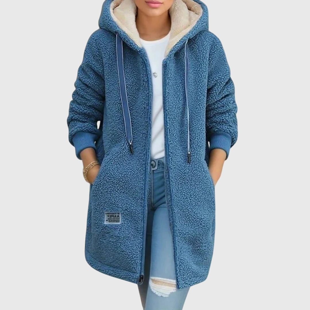 Sophie | Fleece jas met kap en sherpavoering voor dames