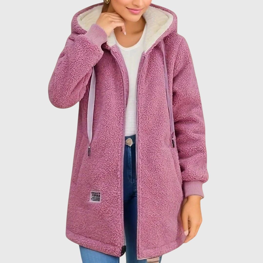 Sophie | Fleece jas met kap en sherpavoering voor dames