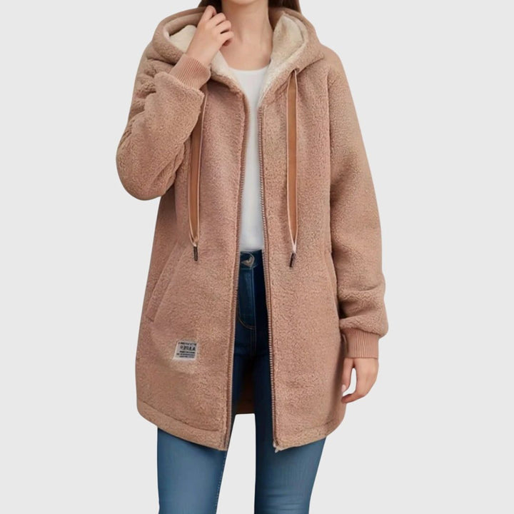 Sophie | Fleece jas met kap en sherpavoering voor dames