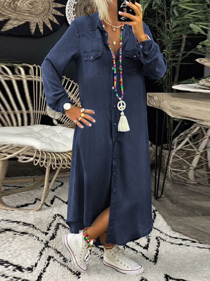 Helena - Casual Elegante Denim Overhemdjurk