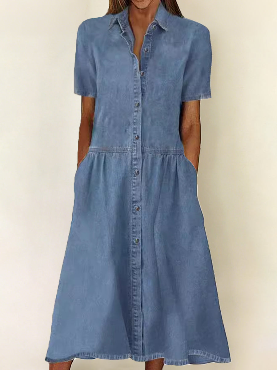 Carolina - Korte Mouw Jeans Jurk