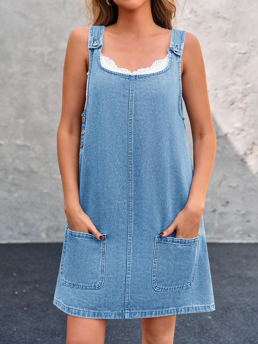 Irís - Casual Denim Spaghetti Jurk