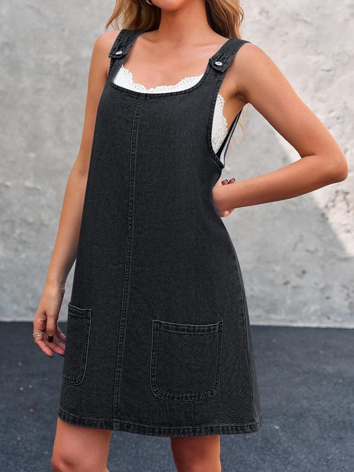 Irís - Casual Denim Spaghetti Jurk