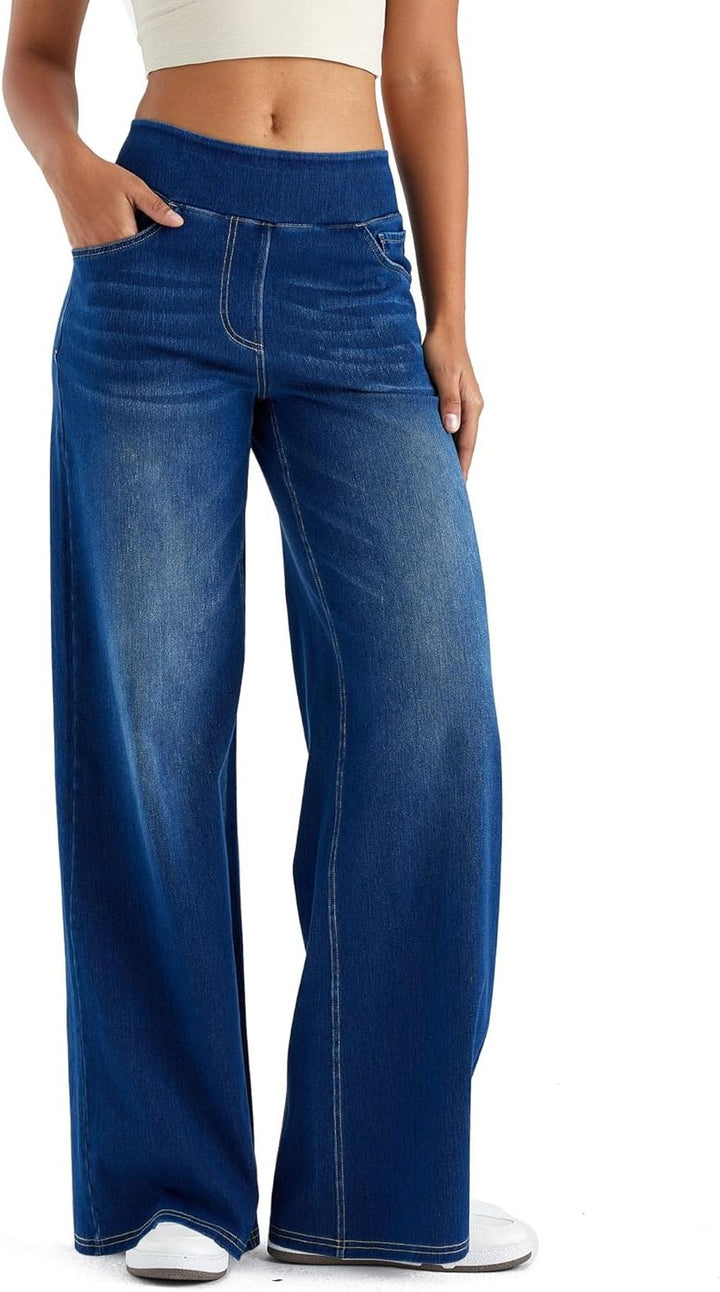 Thomasina | Wijde jeans met hoge taille en elastische band voor dames