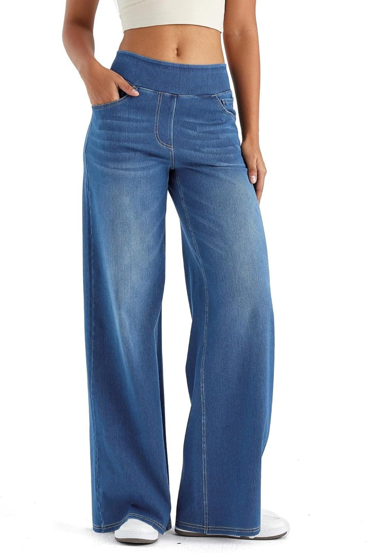 Thomasina | Wijde jeans met hoge taille en elastische band voor dames