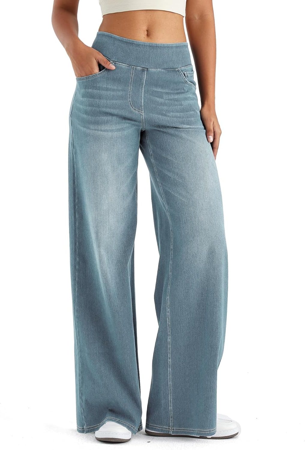 Thomasina | Wijde jeans met hoge taille en elastische band voor dames
