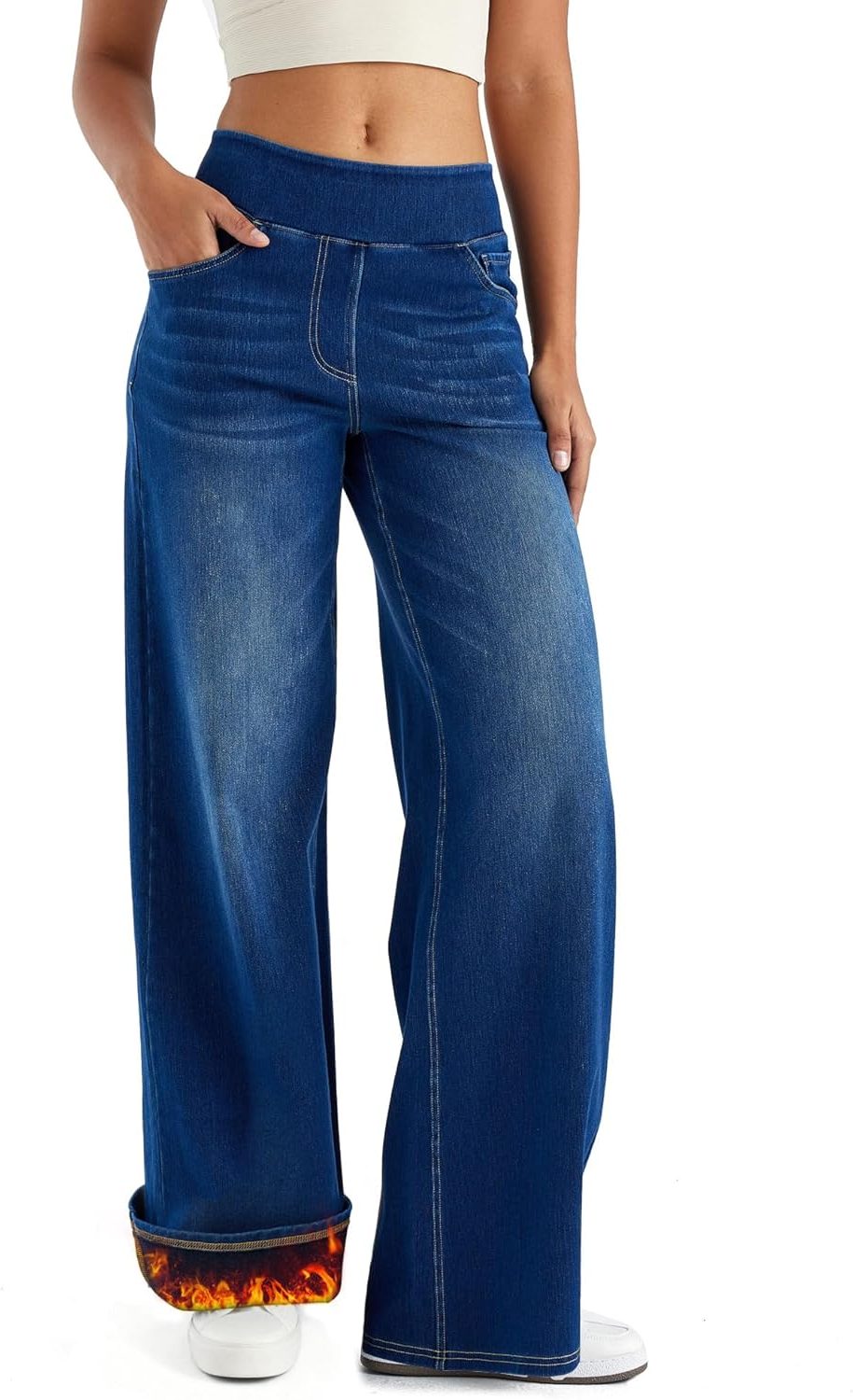 Thomasina | Wijde jeans met hoge taille en elastische band voor dames