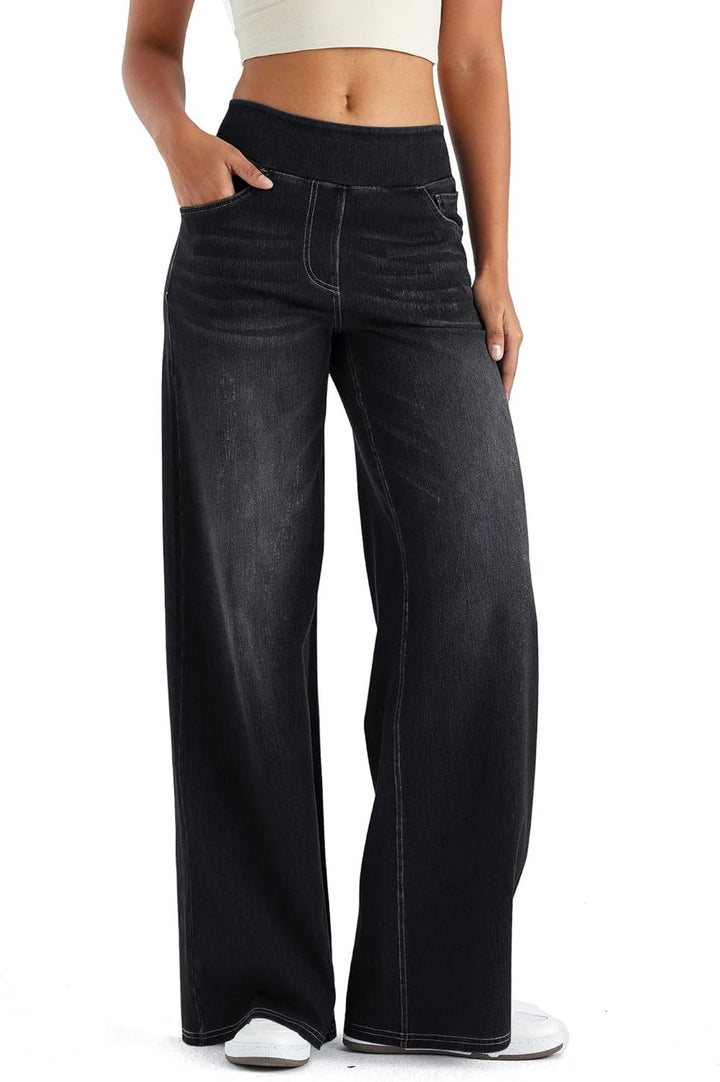 Thomasina | Wijde jeans met hoge taille en elastische band voor dames