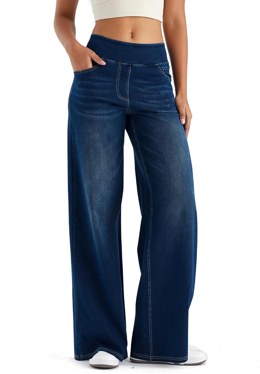 Thomasina | Wijde jeans met hoge taille en elastische band voor dames