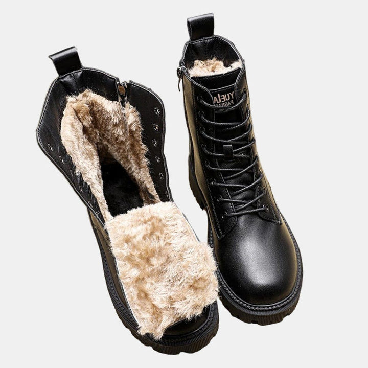 Undine | Gevoerde combat bottines met veters voor dames