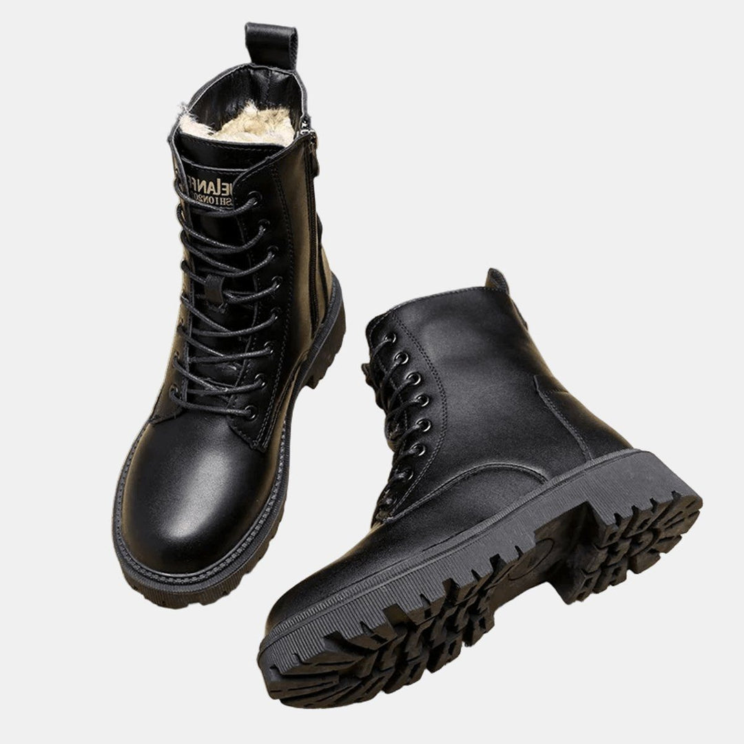 Undine | Gevoerde combat bottines met veters voor dames