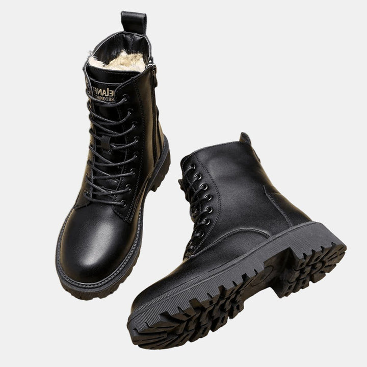 Undine | Gevoerde combat bottines met veters voor dames