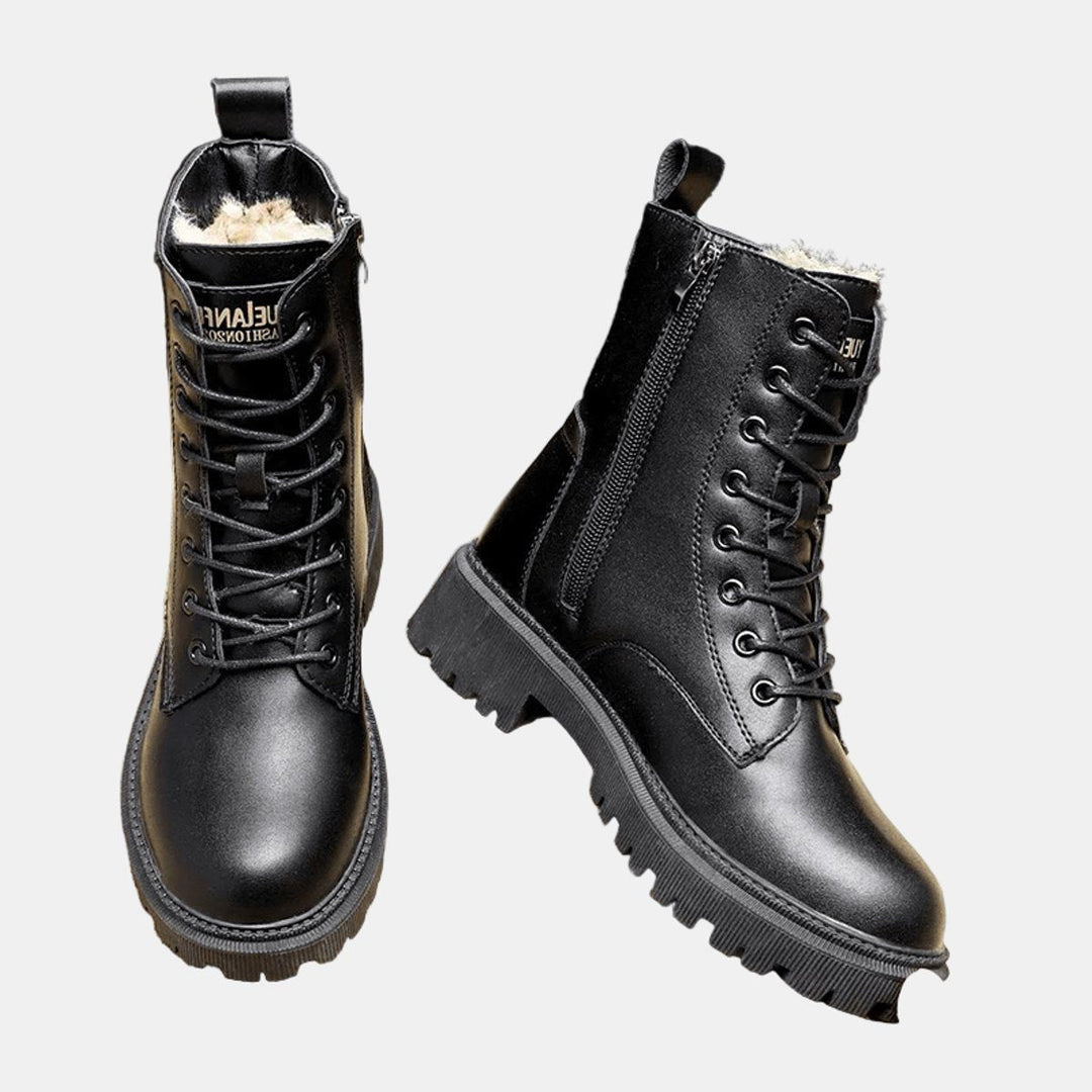 Undine | Gevoerde combat bottines met veters voor dames