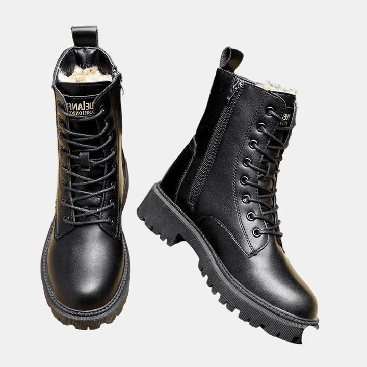 Undine | Gevoerde combat bottines met veters voor dames